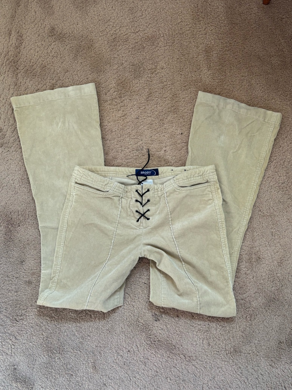 Brody Women's Lace-Up Boot Cut Pants in Light Beige - Picture 1 of 4